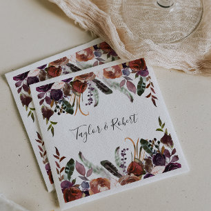 Servilleta De Papel Moda Rusa Boda de Butterum y Plum Floral