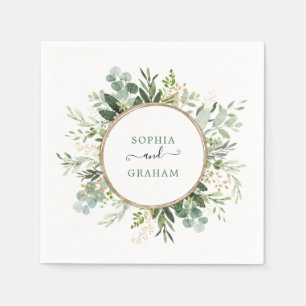 Servilleta De Papel Moda Sage Green Gold Garden Greenery Boda
