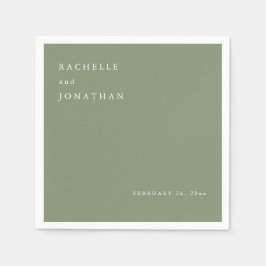 Servilleta De Papel Moda Sage Green White Simple Boda Napkins