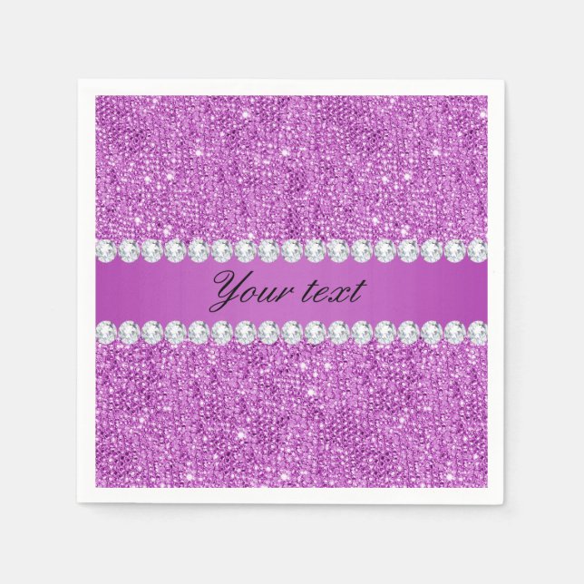 Servilleta De Papel Moda Secuencias de imitación púrpura y diamantes (Anverso)