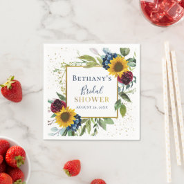 Servilleta De Papel Moda Sunflower Floral Gold Purpurina Bridal Shower