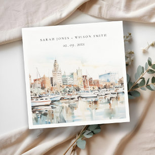 Servilleta De Papel Moda Tampa Florida Skyline Watercolor Boda