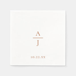 Servilleta De Papel Moda Terra Cotta Monograma Boda Napkins