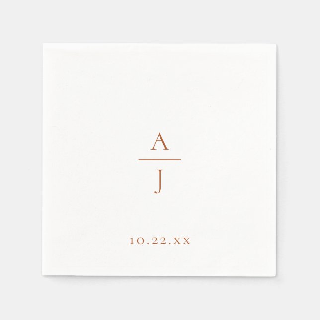 Servilleta De Papel Moda Terra Cotta Monograma Boda Napkins (Anverso)