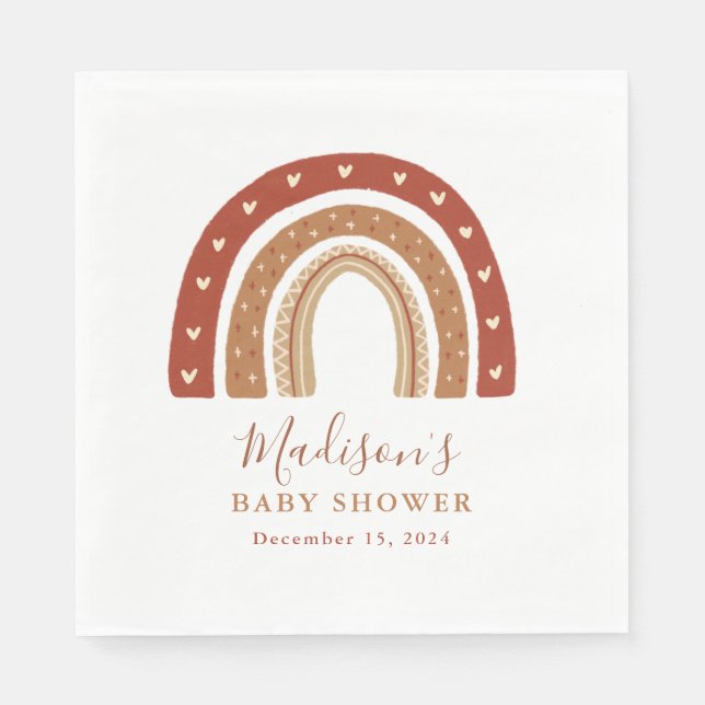Servilleta De Papel Moda Terracotta Boho Rainbow Baby Shower (Anverso)