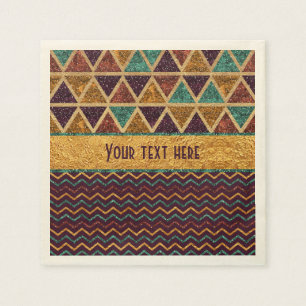 Servilleta De Papel Moda Triángulos Chevrons Falsa Purpurina Relieve 