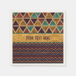 Servilleta De Papel Moda Triángulos Chevrons Falsa Purpurina Relieve m