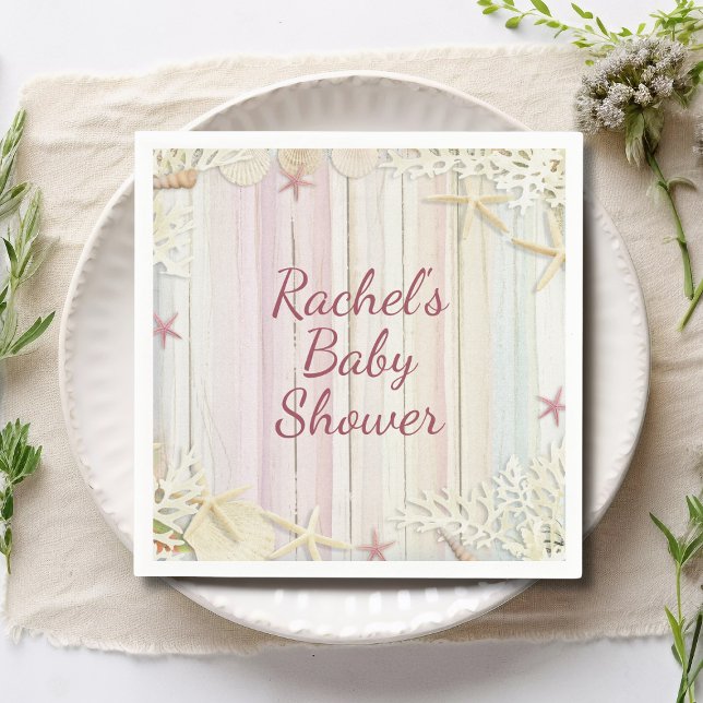 Servilleta De Papel Moda Tropical Beach Seashell Baby Shower Boho (Subido por el creador)