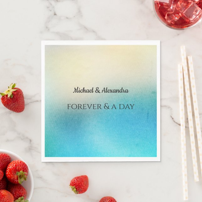 Servilleta De Papel Moda turquesa Boda azul Aqua blanco (In situ)