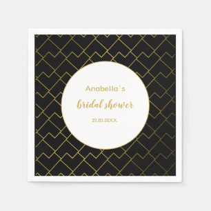 Servilleta De Papel Moda urbana Patrón geométrico dorado negro