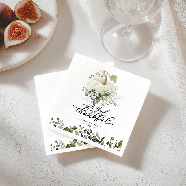 Servilleta De Papel Moda Verde Calabaza Blanca Acción de Gracias (Subido por el creador)