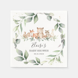 Servilleta De Papel Moda Verdor Woodland Animales Baby Shower Neutral