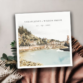 Servilleta De Papel Moda Verona Adige Boda de acuarela de Italia