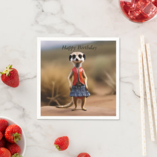 Servilleta De Papel Moda y estilo: Chica de Meerkat en falda y chaquet