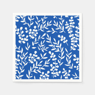 Servilleta De Papel Modalidad floral simple de granja en azul