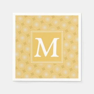 Servilleta De Papel Modelo amarillo de los círculos del monograma