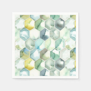Servilleta De Papel Modelo azul y verde de Honycomb de la acuarela