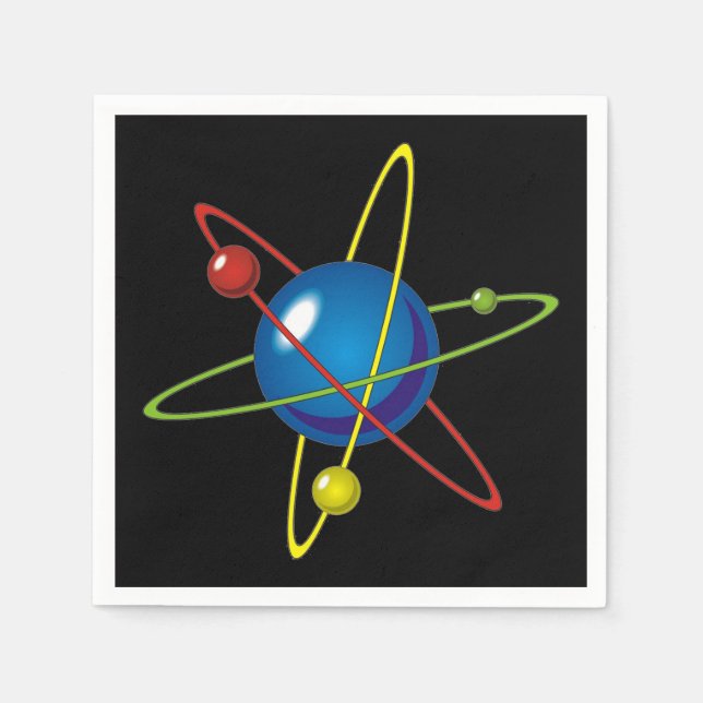 Servilleta De Papel Modelo colorido del Átomo (Anverso)