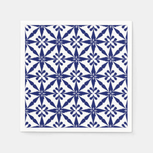 Servilleta De Papel Modelo de estrella de Ikat - azules marinos y