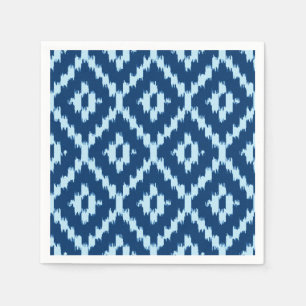 Servilleta De Papel Modelo de Ikat - añil y azul claro pálido