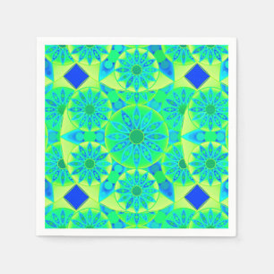 Servilleta De Papel Modelo de la mandala, turquesa, azul, verde lima