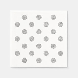 Servilleta De Papel Modelo de lunares de plata elegante del purpurina