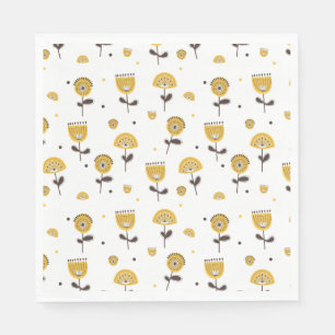 Servilleta De Papel Modelo floral amarillo moderno de mediados del sig