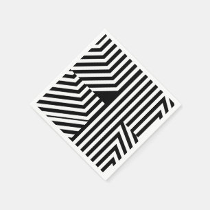 Servilleta De Papel Modelo geométrico blanco y negro de moda de las