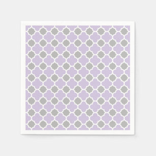 Servilleta De Papel Modelo gris blanco púrpura de Quatrefoil
