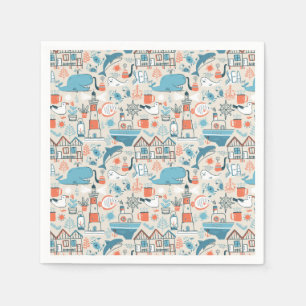 Servilleta De Papel Modelo lindo del Doodle de Mar del Norte