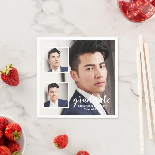 Servilleta De Papel Modern 3 Photo Graduation (In situ)