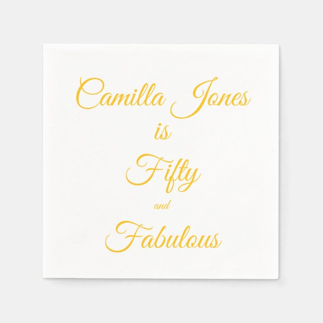 Servilleta De Papel Modern, 50th Birthday custom napkin (Anverso)