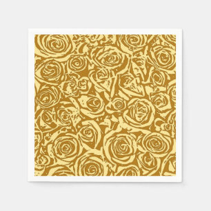 Servilleta De Papel Modern Abstract Rose Pattern, Mustard Yellow