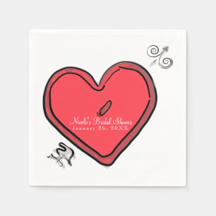 Servilleta De Papel Modern Arrow & Heart Valentines Personalizado Moda