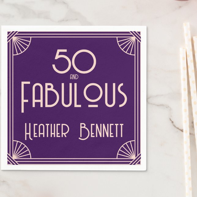 Servilleta De Papel Modern Art Deco 50 and Fabulous Birthday (Subido por el creador)