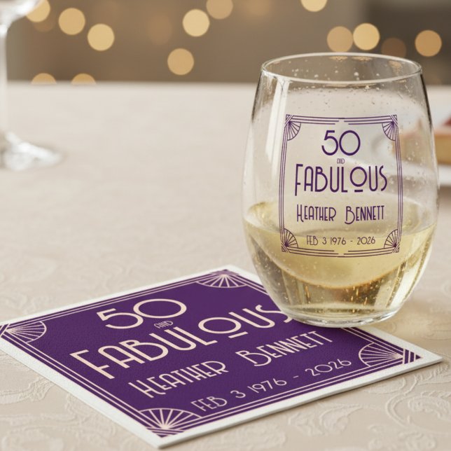 Servilleta De Papel Modern Art Deco 50 and Fabulous Birthday (Subido por el creador)