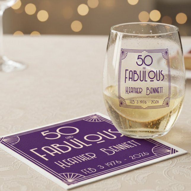 Servilleta De Papel Modern Art Deco 50 and Fabulous Birthday (Subido por el creador)