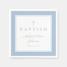 Servilleta De Papel Modern Baby Blue Religius Cross Boy Baptism
