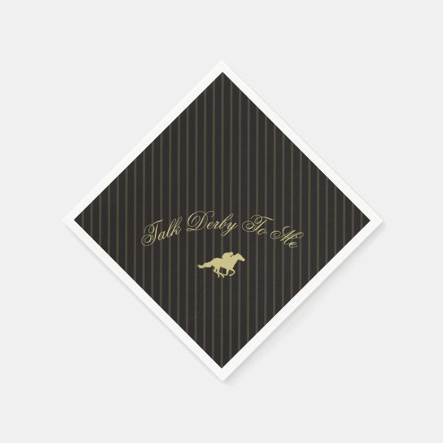 Servilleta De Papel Modern Back & Gold Race Horse Derby Party  (Borde)