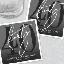 Modern Black 40th Birthday Party