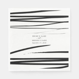 Servilleta De Papel Modern Black Abstract Wedding Favor