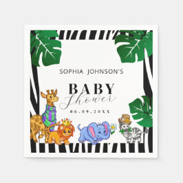Servilleta De Papel Modern Black and White Stripe Safari  Baby Shower 