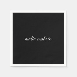 Servilleta De Papel Modern Black Monogram Script Design