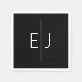 Servilleta De Papel Modern Black Name Initials