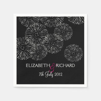 Servilleta De Papel Modern Black White Boho Chic Daisy Wedding 