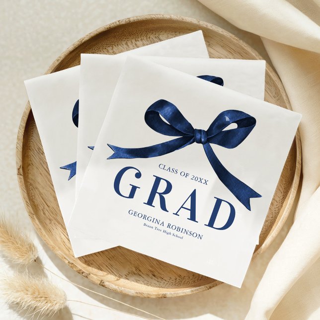 Servilleta De Papel Modern Blue Bow Graduation Party (Subido por el creador)