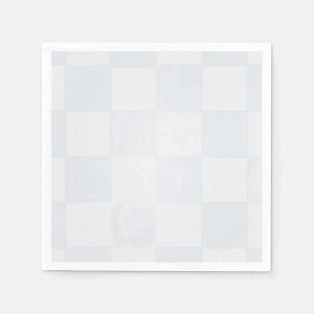 Servilleta De Papel Modern Blue Checkered Baby Shower  (Anverso)