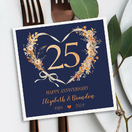 Servilleta De Papel Modern Blue Feliz 25 Aniversario Boda Napkins