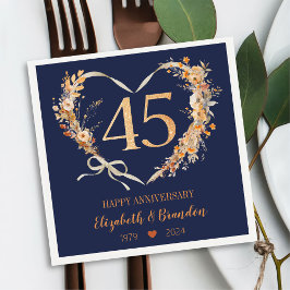 Servilleta De Papel Modern Blue Happy 45º Aniversario Bodas Napkins