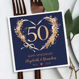 Servilleta De Papel Modern Blue Happy 50º Aniversario Boda Napkins